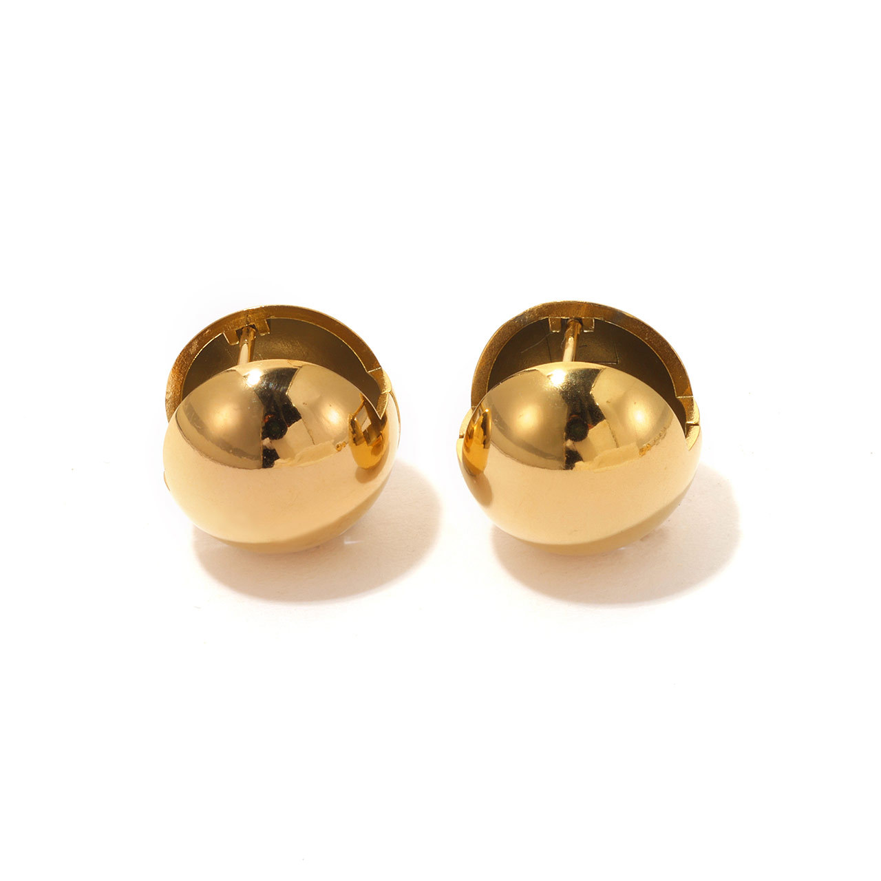 1 Pair Casual Vintage Style Simple Style Round Plating Inlay 304 Stainless Steel Zircon White Gold Plated Gold Plated Ear Studs display picture 4