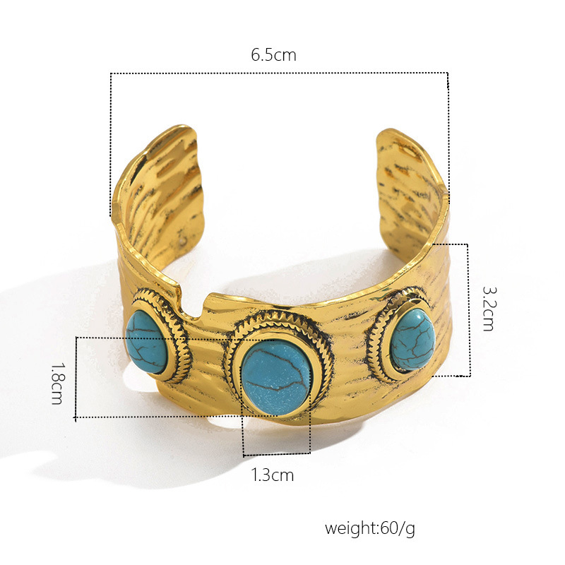 Hip-Hop Retro Solid Color Alloy Inlay Turquoise Women's display picture 2