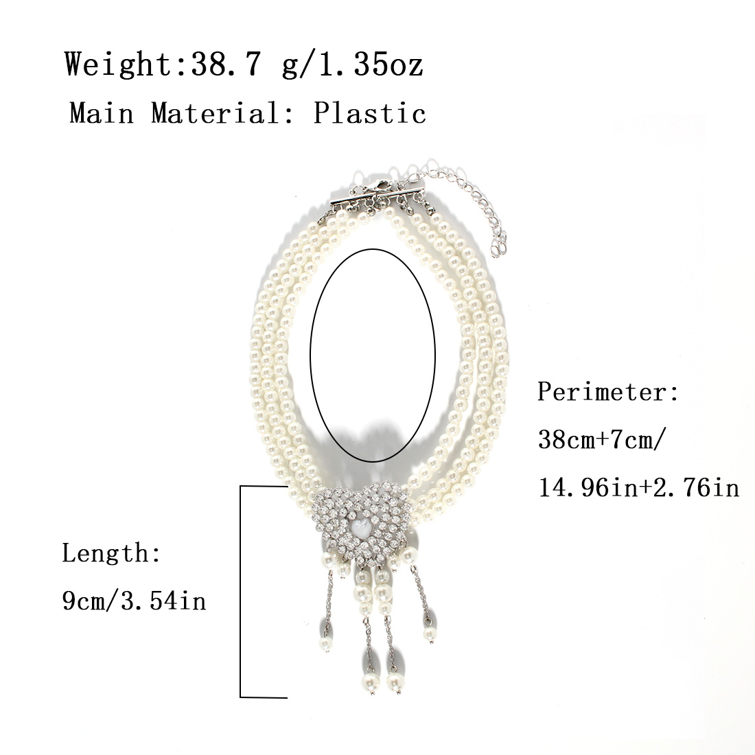Wholesale Jewelry Elegant Wedding Sweet Heart Shape Imitation Pearl Rhinestones Silver Plated Beaded Inlay Choker display picture 1