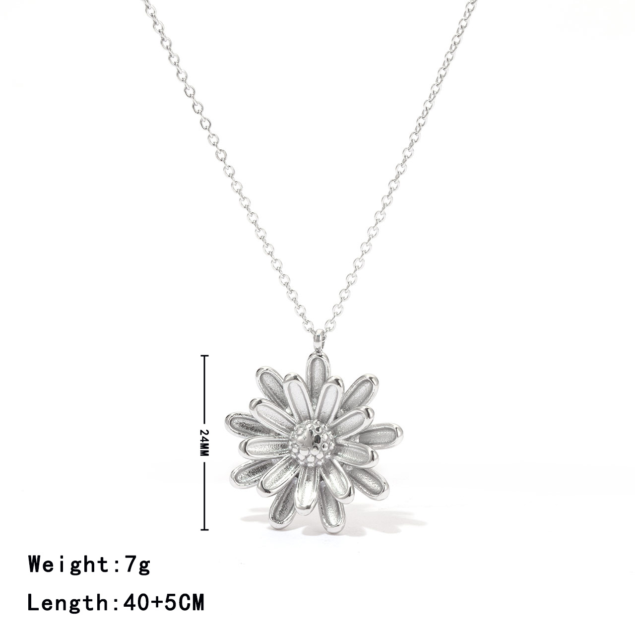 304 Stainless Steel White Gold Plated Gold Plated Modern Style Simple Style Classic Style Plating Flower Pendant Necklace display picture 2