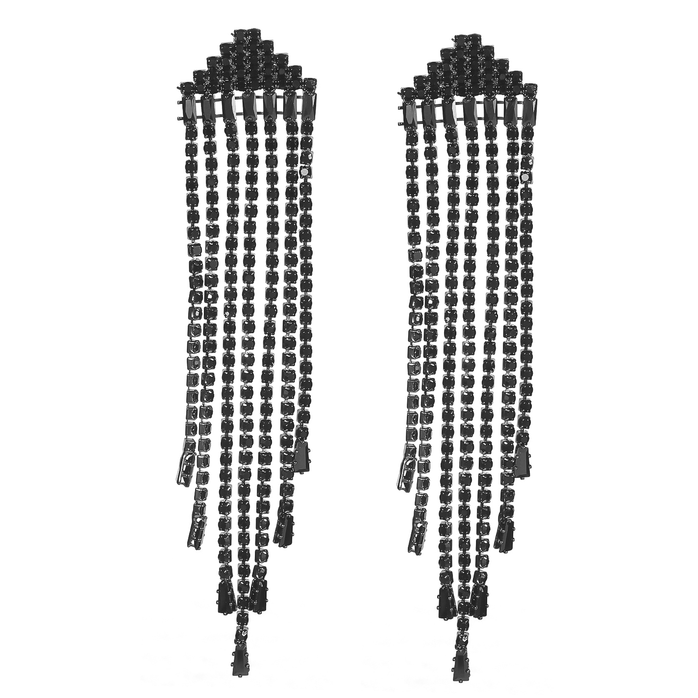 1 Pair Elegant Shiny Solid Color Inlay 304 Stainless Steel Rhinestones Drop Earrings display picture 12