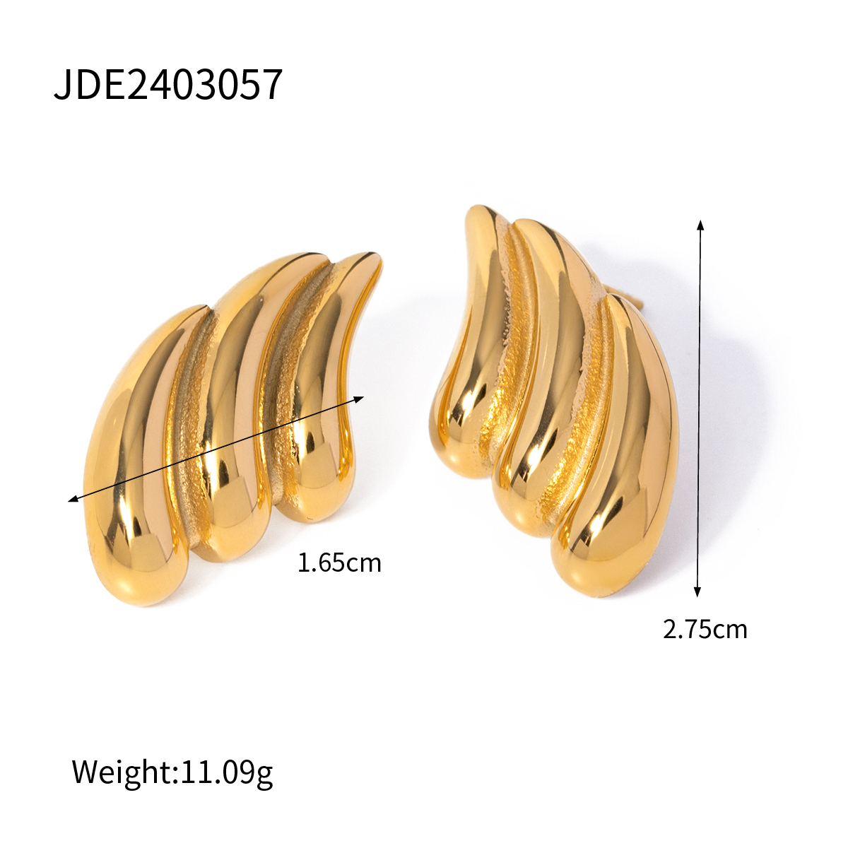 1 Pair Simple Style Classic Style Water Droplets Plating 316 Stainless Steel  18K Gold Plated Ear Studs display picture 2
