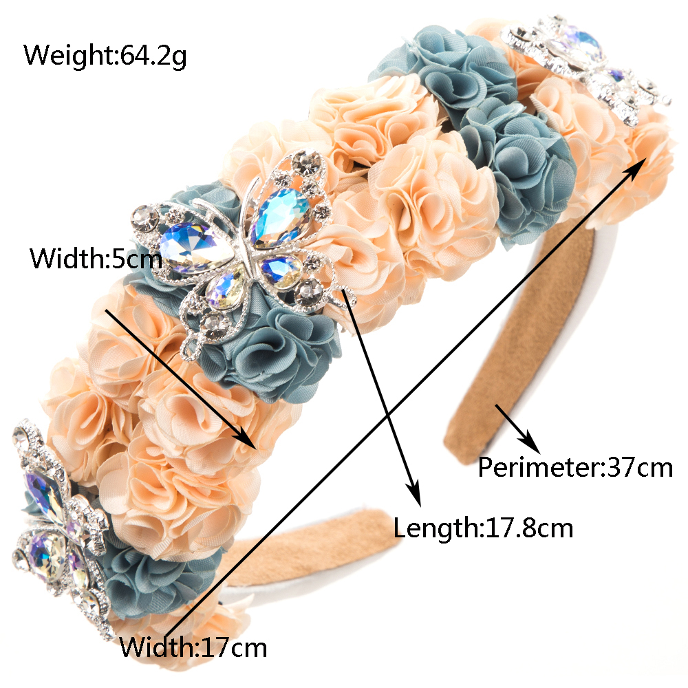 Frau Lässig Elegant Klassischer Stil Blume Schmetterling Legierung Tuch Überzug Inlay Strasssteine Haarband display picture 1