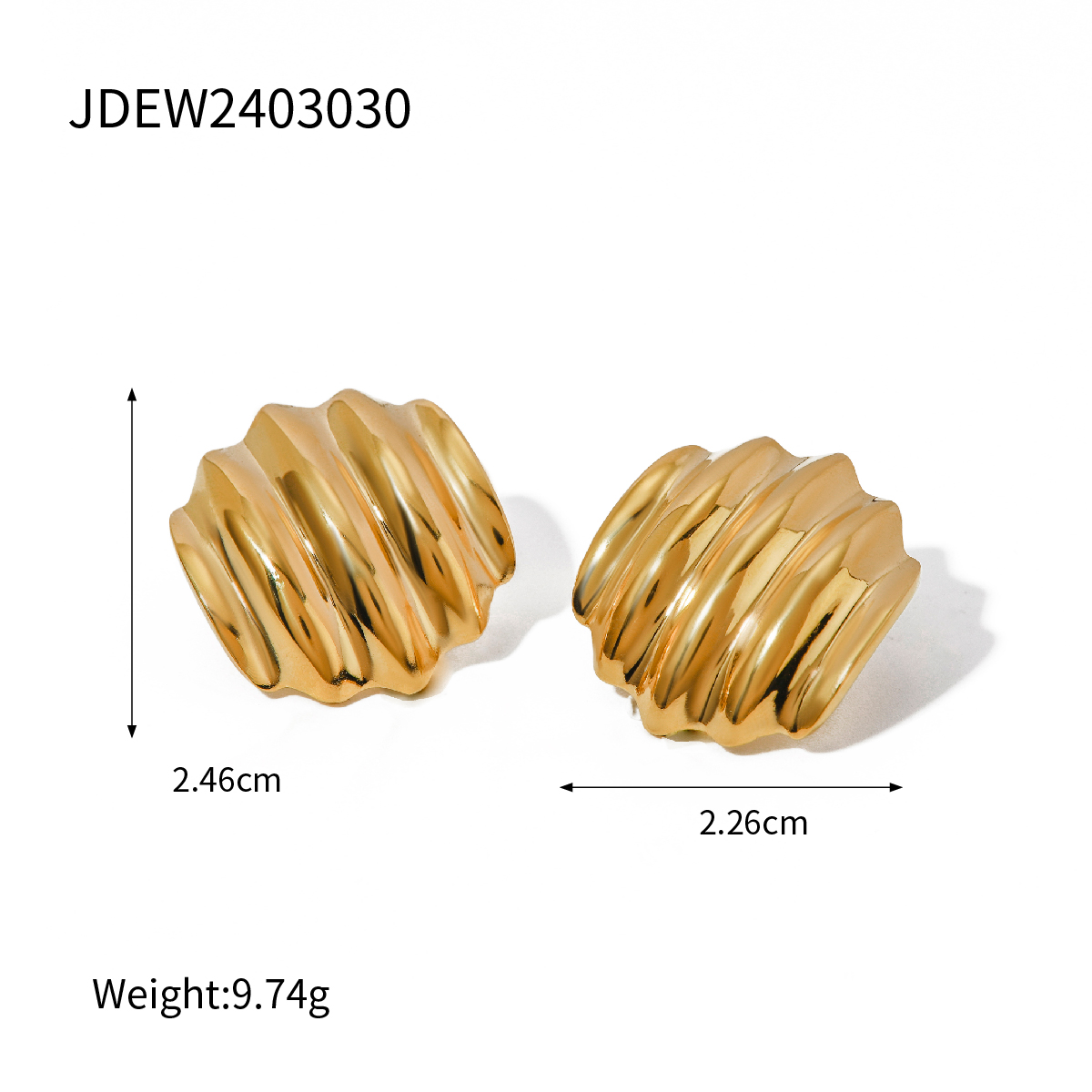 1 Paar Einfacher Stil Klassischer Stil Einfarbig Überzug Edelstahl 304 18 Karat Vergoldet Ohrringe display picture 1