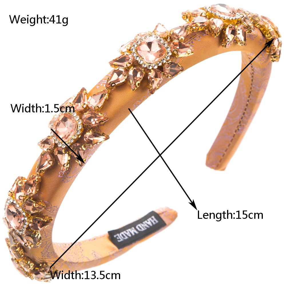 Women's Casual Vacation Classic Style Color Block Alloy Cloth Glass Inlay Glass Hair Band display picture 1