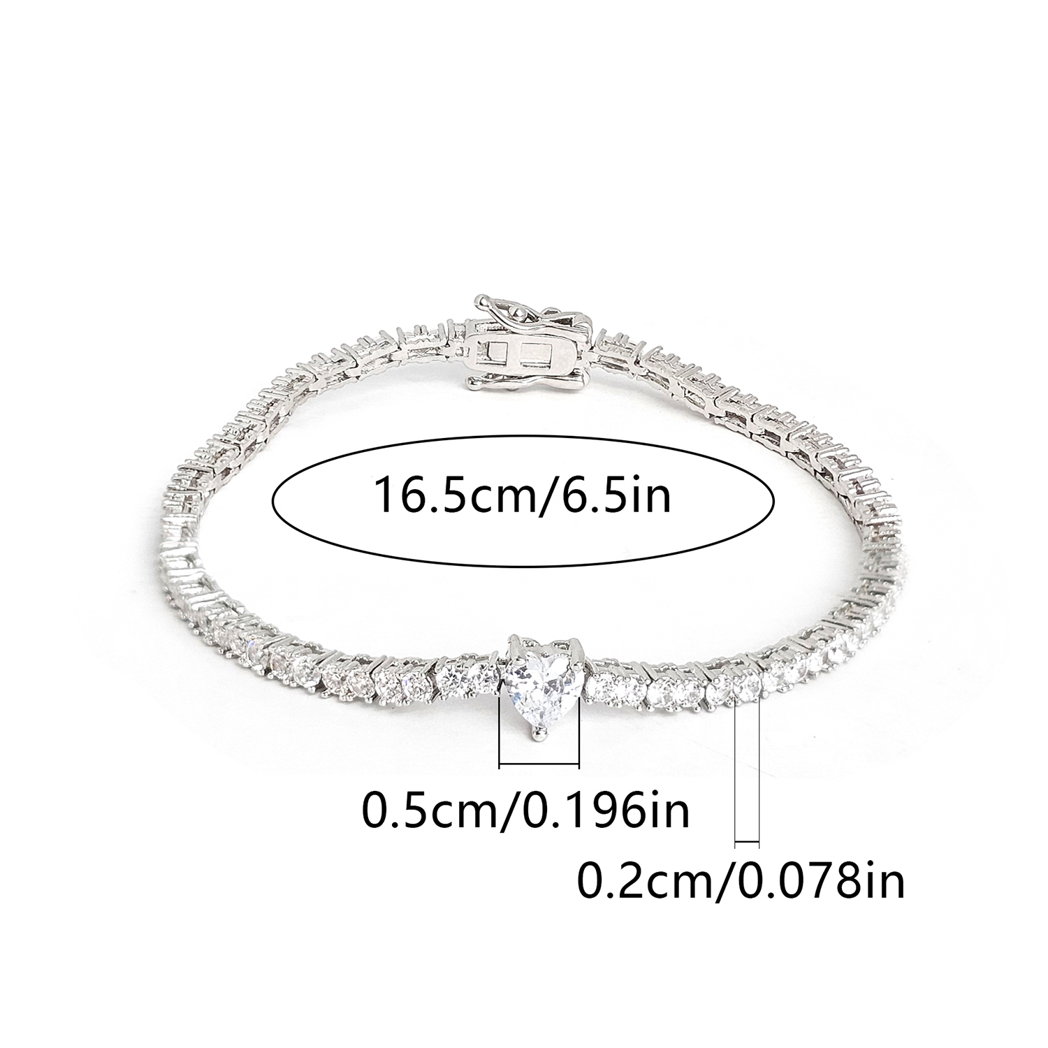 Wholesale Elegant French Style Heart Shape Copper Inlay Gold Plated Zircon Bracelets Tennis Bracelet display picture 7