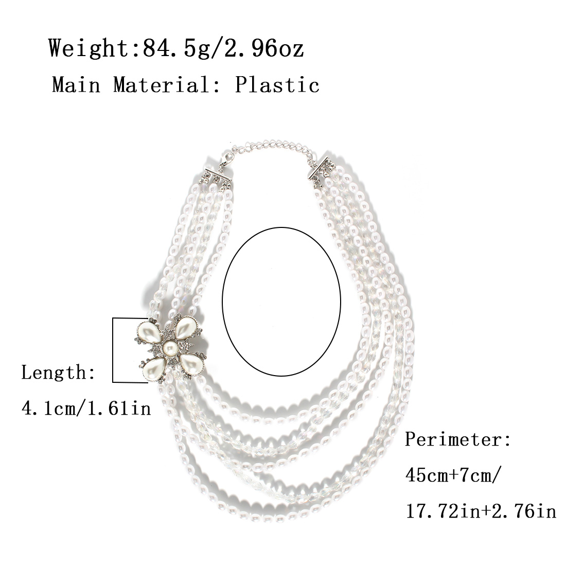 Bijoux En Gros Élégant Style Simple Fleur Plastique Alliage De Zinc Résine Plaqué Argent Perlé Incruster Chaîne De Chandail Collier display picture 1