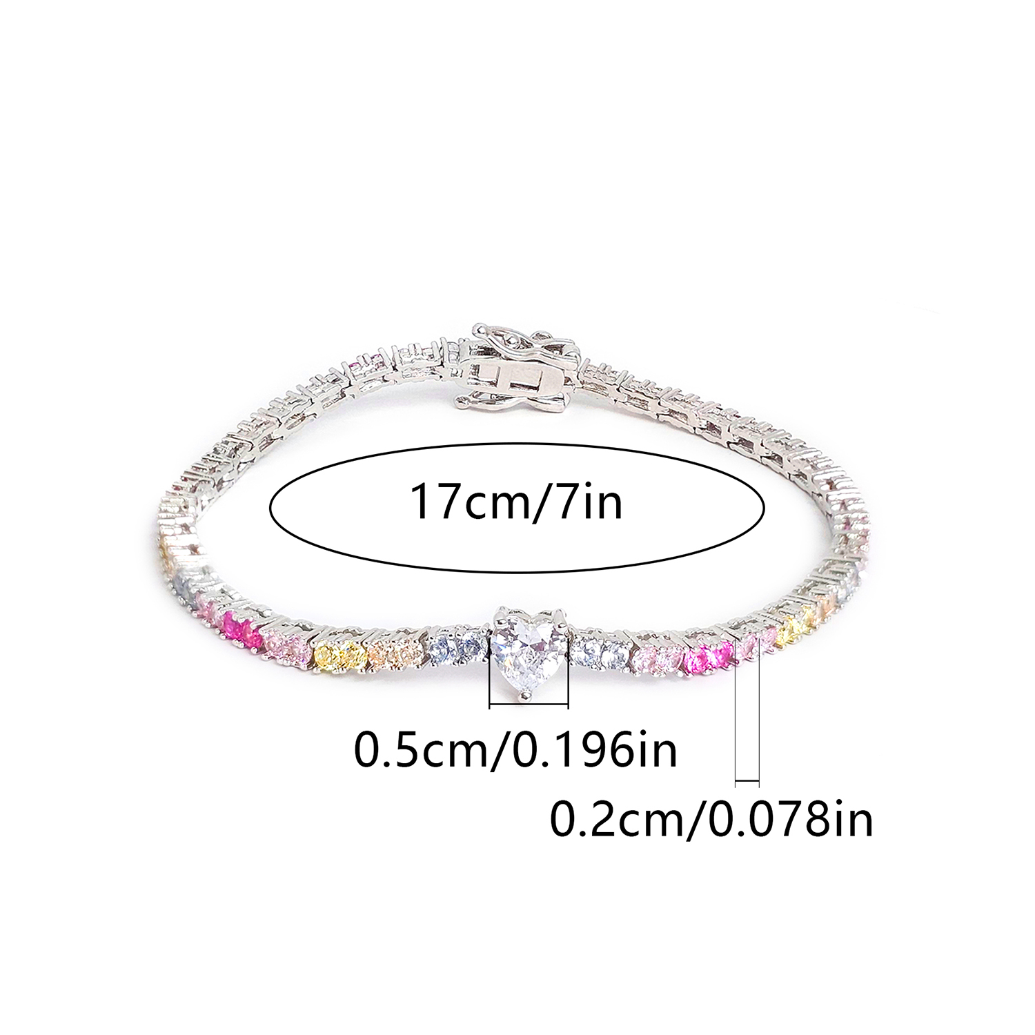 Wholesale Elegant French Style Heart Shape Copper Inlay Gold Plated Zircon Bracelets Tennis Bracelet display picture 2