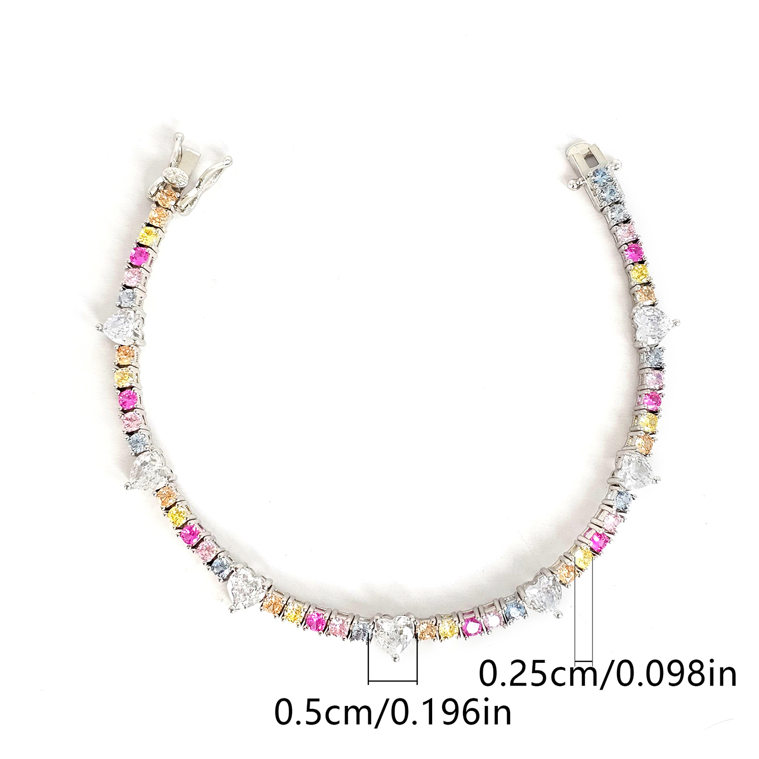 De Gros Élégant À La Française Forme De Cœur Le Cuivre Incruster Plaqué Or Zircon Bracelets display picture 10