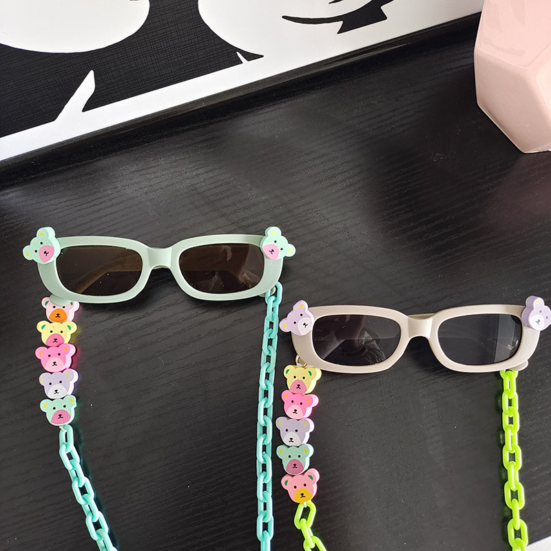 Cute Vacation Color Block Pc Resin Square Full Frame Kids Sunglasses display picture 7