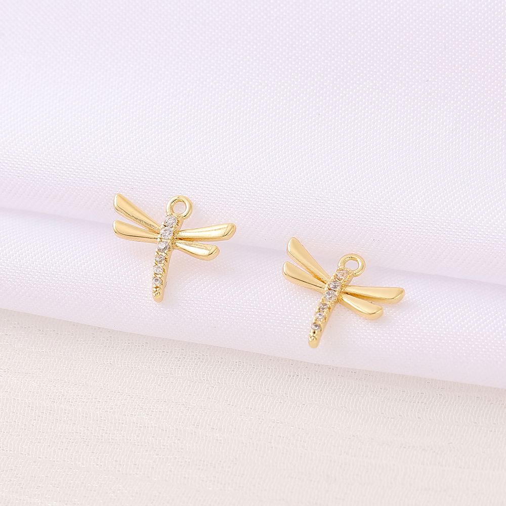 Cute Artistic Dragonfly 18K Gold Plated Zircon Copper Wholesale Jewelry Accessories display picture 6