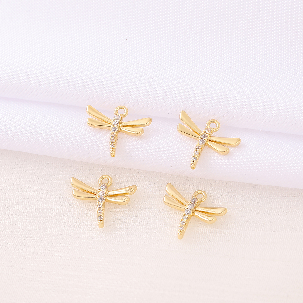 Cute Artistic Dragonfly 18K Gold Plated Zircon Copper Wholesale Jewelry Accessories display picture 5