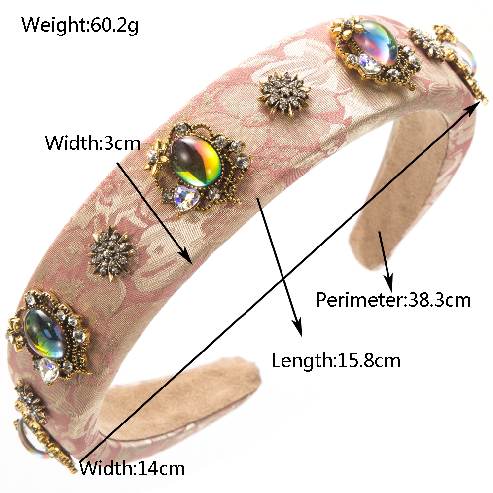Women's Vacation Modern Style Classic Style Flower Alloy Cloth Glass Inlay Glass Hair Band display picture 1