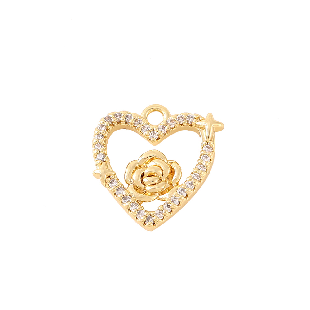 Sweet Classic Style Star Heart Shape Flower 18K Gold Plated Zircon Copper Wholesale Jewelry Accessories display picture 7
