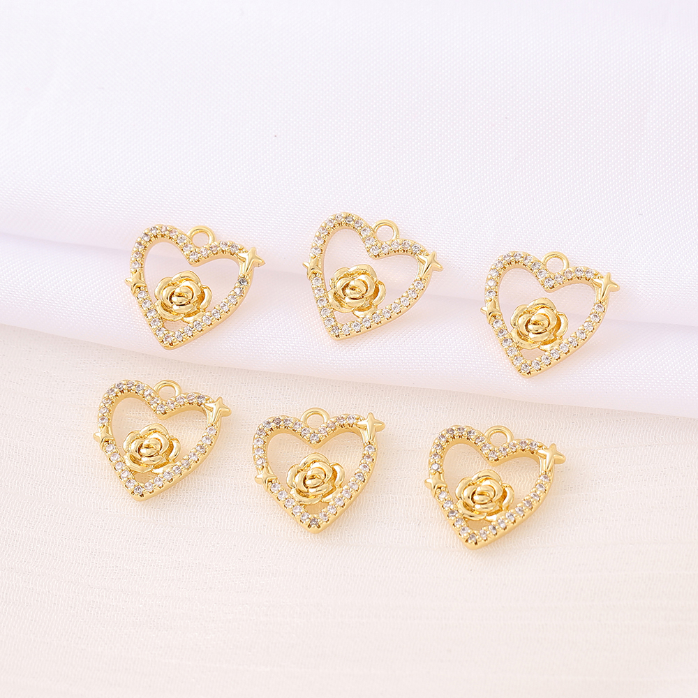 Sweet Classic Style Star Heart Shape Flower 18K Gold Plated Zircon Copper Wholesale Jewelry Accessories display picture 1