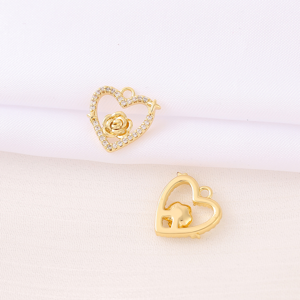 Sweet Classic Style Star Heart Shape Flower 18K Gold Plated Zircon Copper Wholesale Jewelry Accessories display picture 4