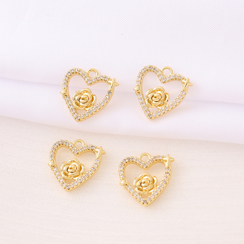 Sweet Classic Style Star Heart Shape Flower 18K Gold Plated Zircon Copper Wholesale Jewelry Accessories display picture 5