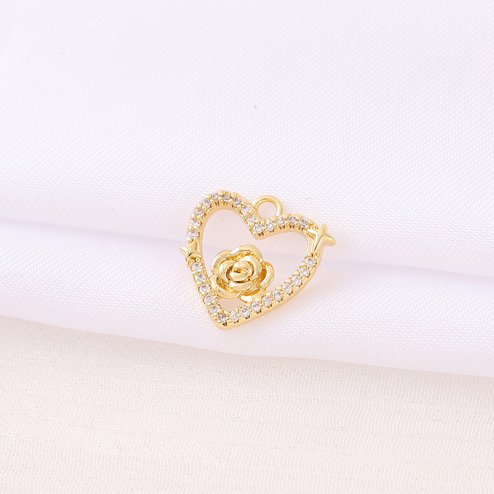 Sweet Classic Style Star Heart Shape Flower 18K Gold Plated Zircon Copper Wholesale Jewelry Accessories display picture 3