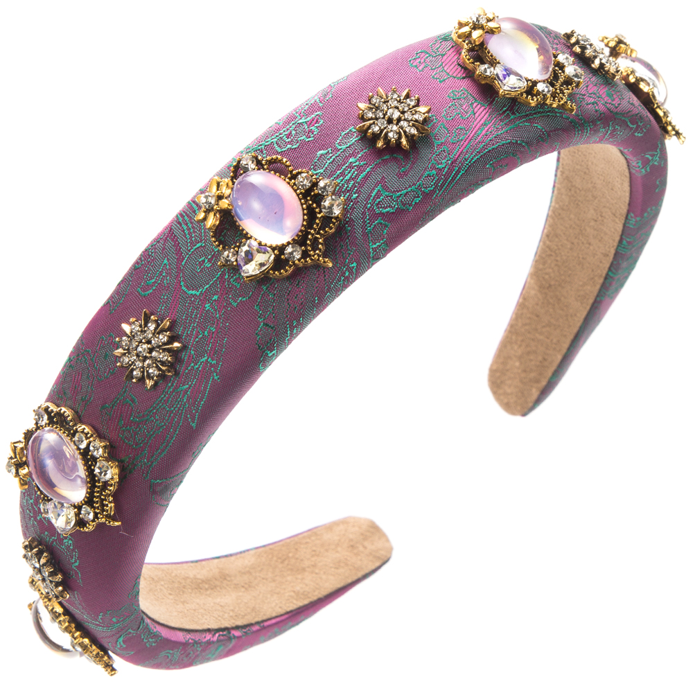 Women's Vacation Modern Style Classic Style Flower Alloy Cloth Glass Inlay Glass Hair Band display picture 9