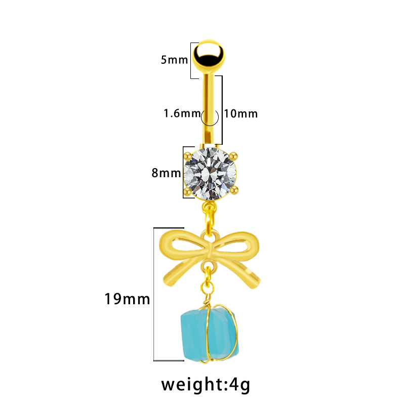 1 Piece Belly Rings Simple Style Bow Knot 316 Stainless Steel  Arylic Alloy Plating Inlay Acrylic Rhinestones Gold Plated display picture 2