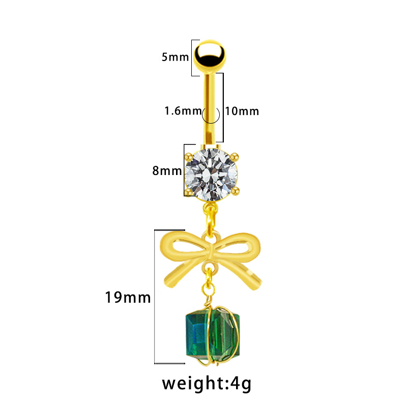 1 Piece Belly Rings Simple Style Bow Knot 316 Stainless Steel  Arylic Alloy Plating Inlay Acrylic Rhinestones Gold Plated display picture 4