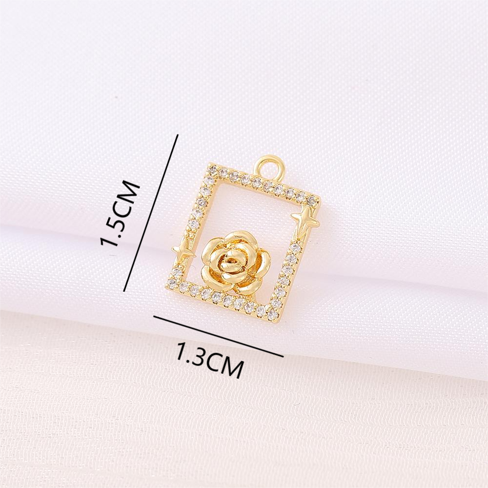 Casual Simple Style Classic Style Square Flower 18K Gold Plated Zircon Copper Wholesale Jewelry Accessories display picture 2