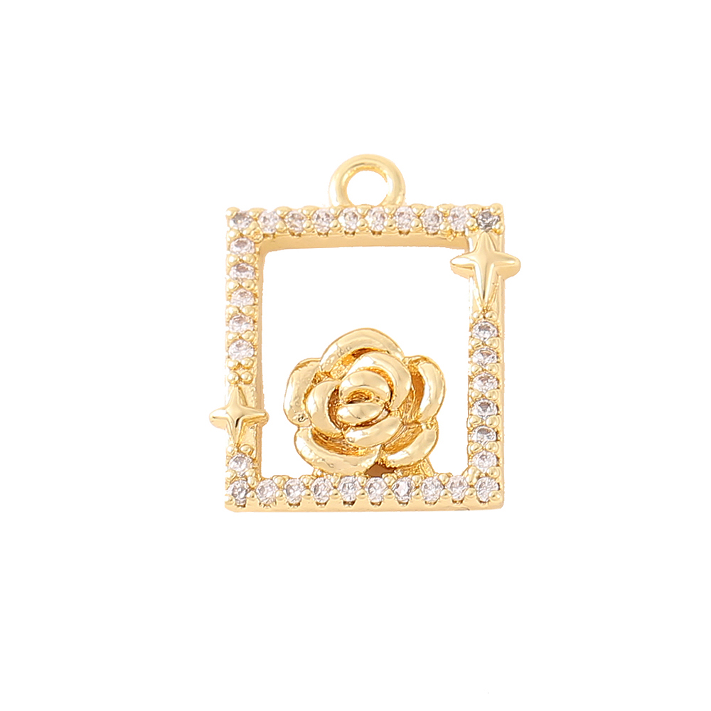 Casual Simple Style Classic Style Square Flower 18K Gold Plated Zircon Copper Wholesale Jewelry Accessories display picture 7