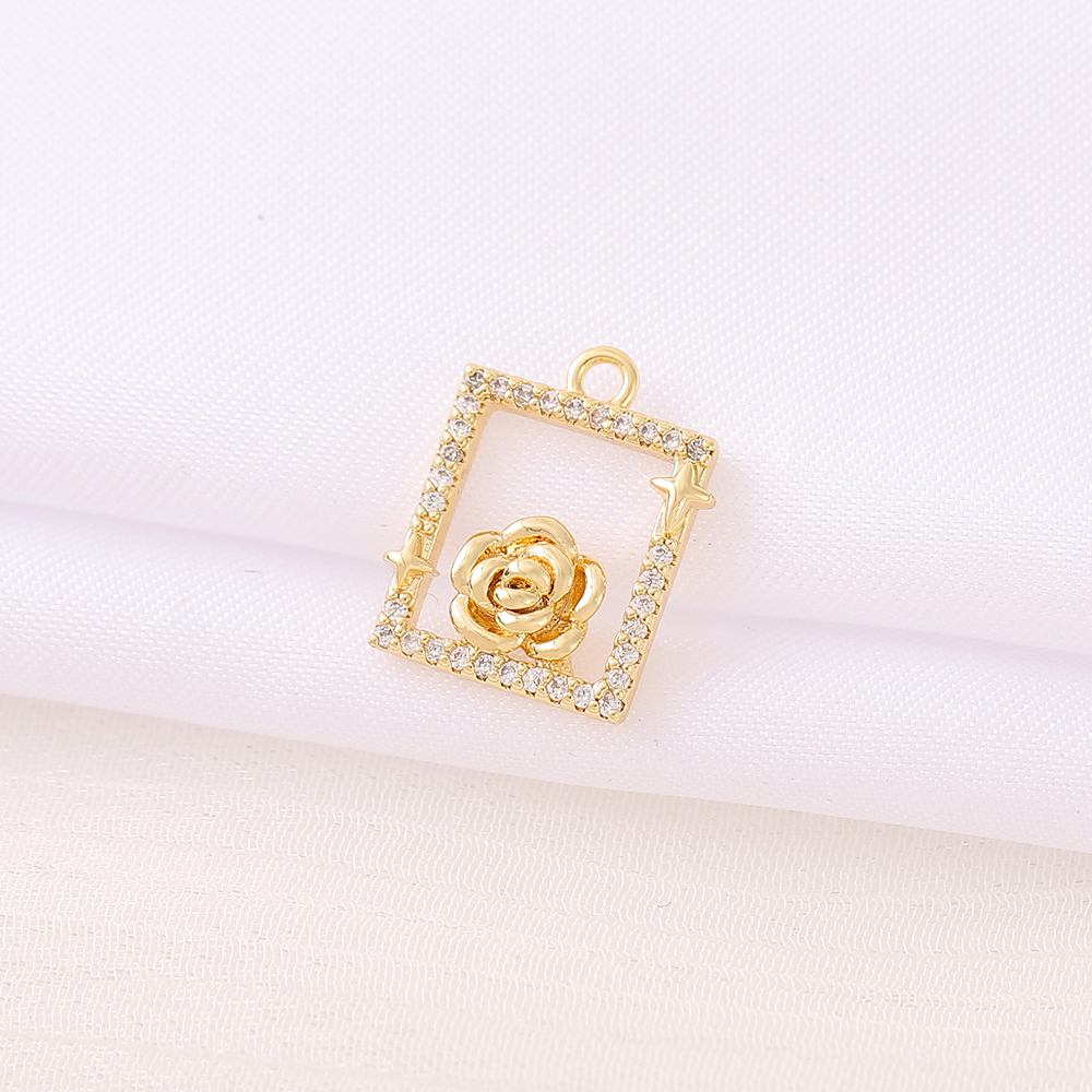 Casual Simple Style Classic Style Square Flower 18K Gold Plated Zircon Copper Wholesale Jewelry Accessories display picture 3