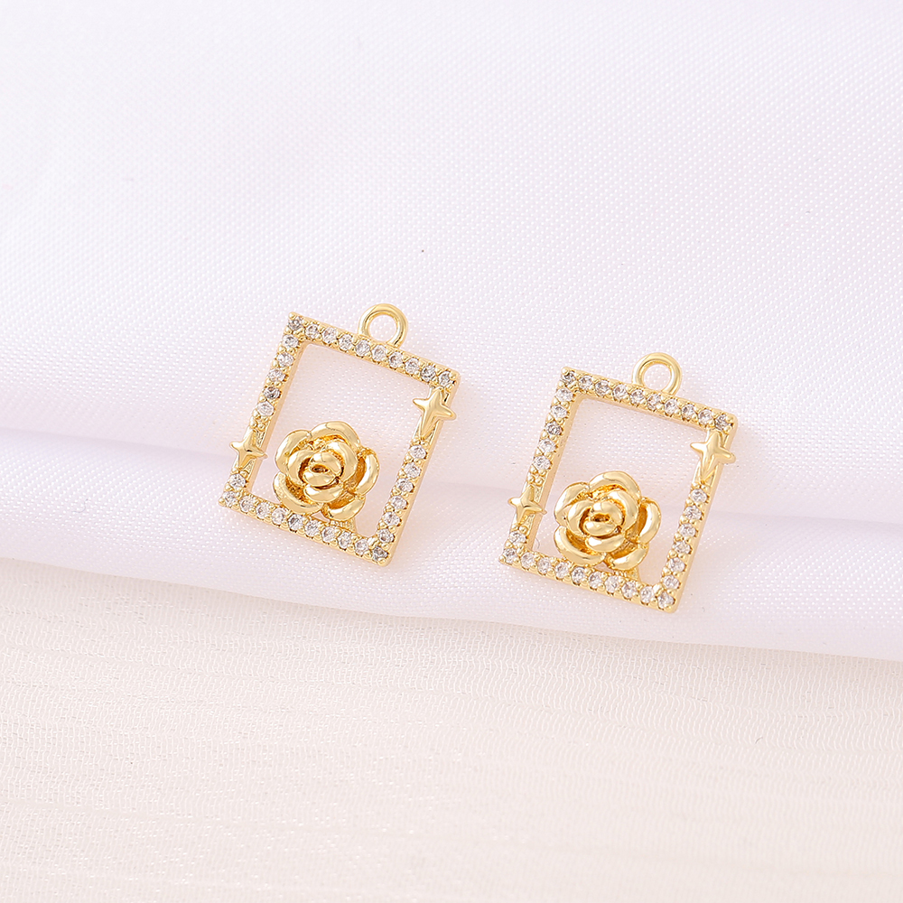Casual Simple Style Classic Style Square Flower 18K Gold Plated Zircon Copper Wholesale Jewelry Accessories display picture 5