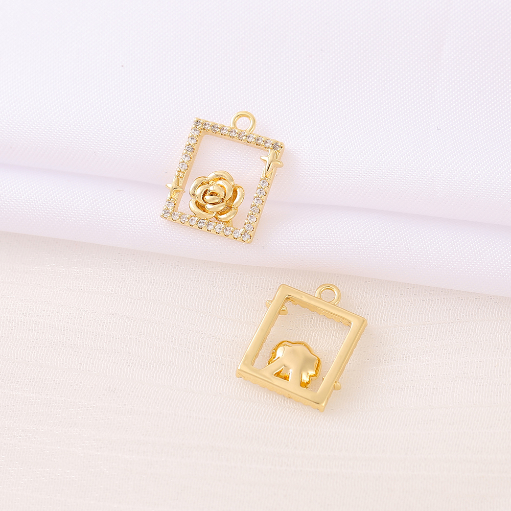 Casual Simple Style Classic Style Square Flower 18K Gold Plated Zircon Copper Wholesale Jewelry Accessories display picture 6