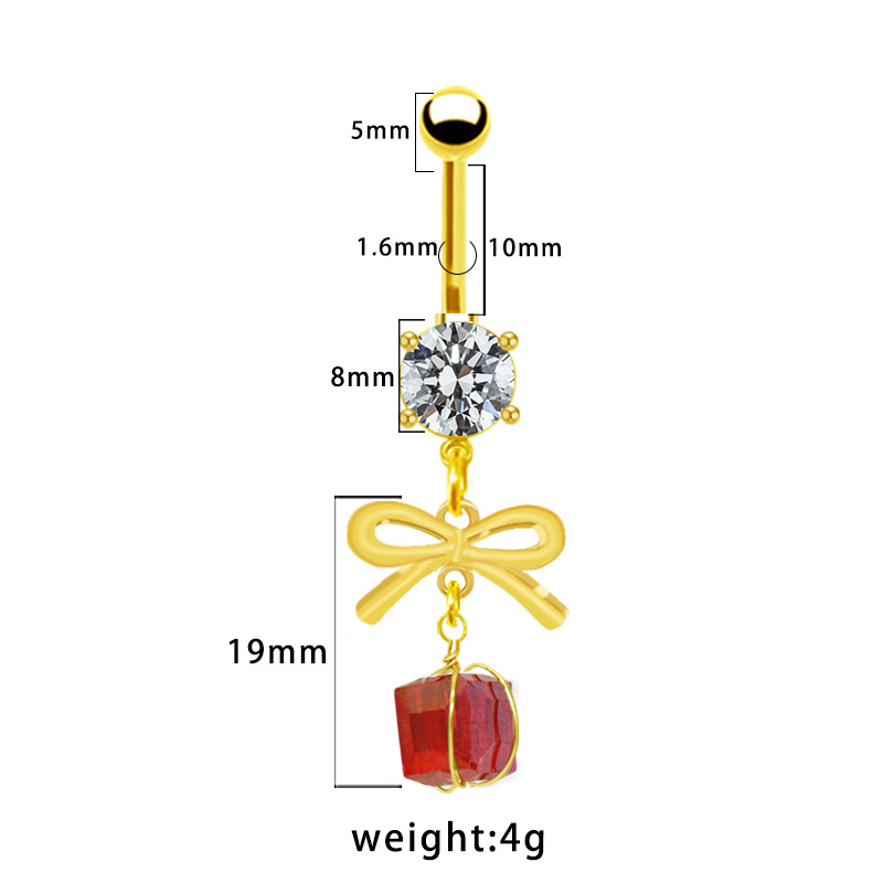 1 Piece Belly Rings Simple Style Bow Knot 316 Stainless Steel  Arylic Alloy Plating Inlay Acrylic Rhinestones Gold Plated display picture 7