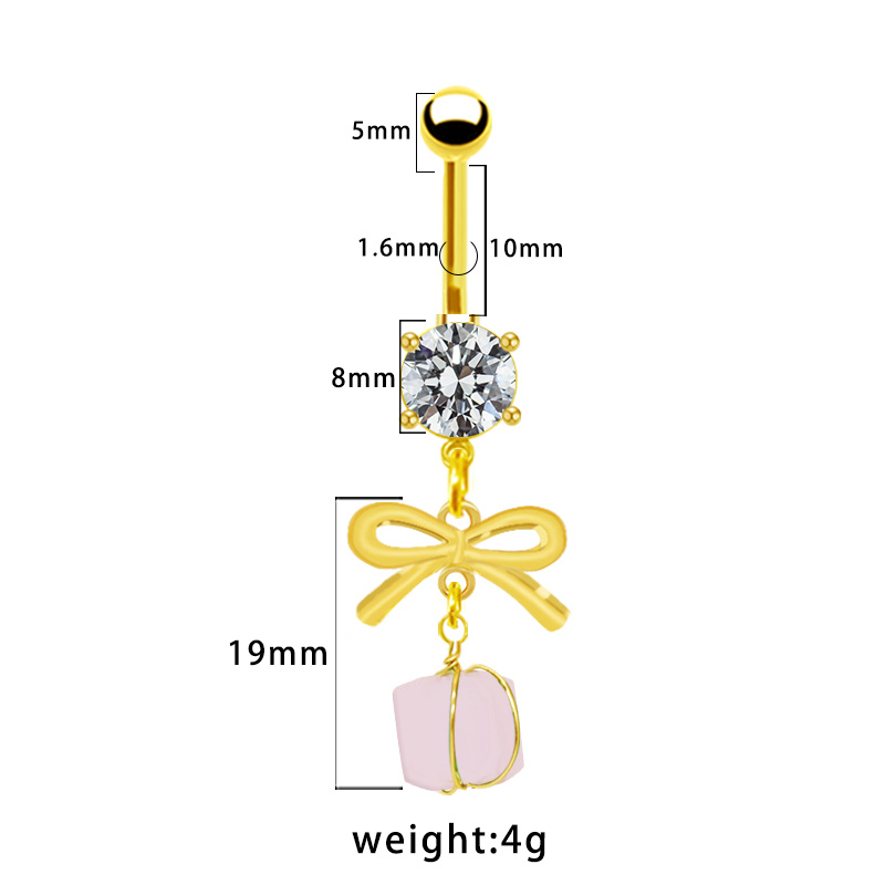 1 Piece Belly Rings Simple Style Bow Knot 316 Stainless Steel  Arylic Alloy Plating Inlay Acrylic Rhinestones Gold Plated display picture 9