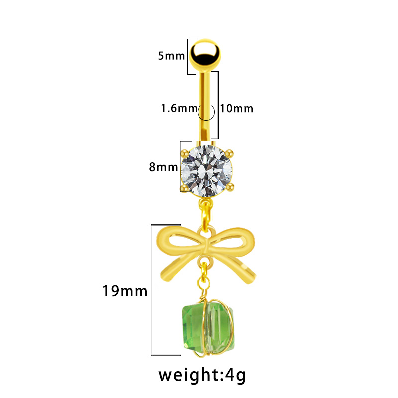 1 Piece Belly Rings Simple Style Bow Knot 316 Stainless Steel  Arylic Alloy Plating Inlay Acrylic Rhinestones Gold Plated display picture 12