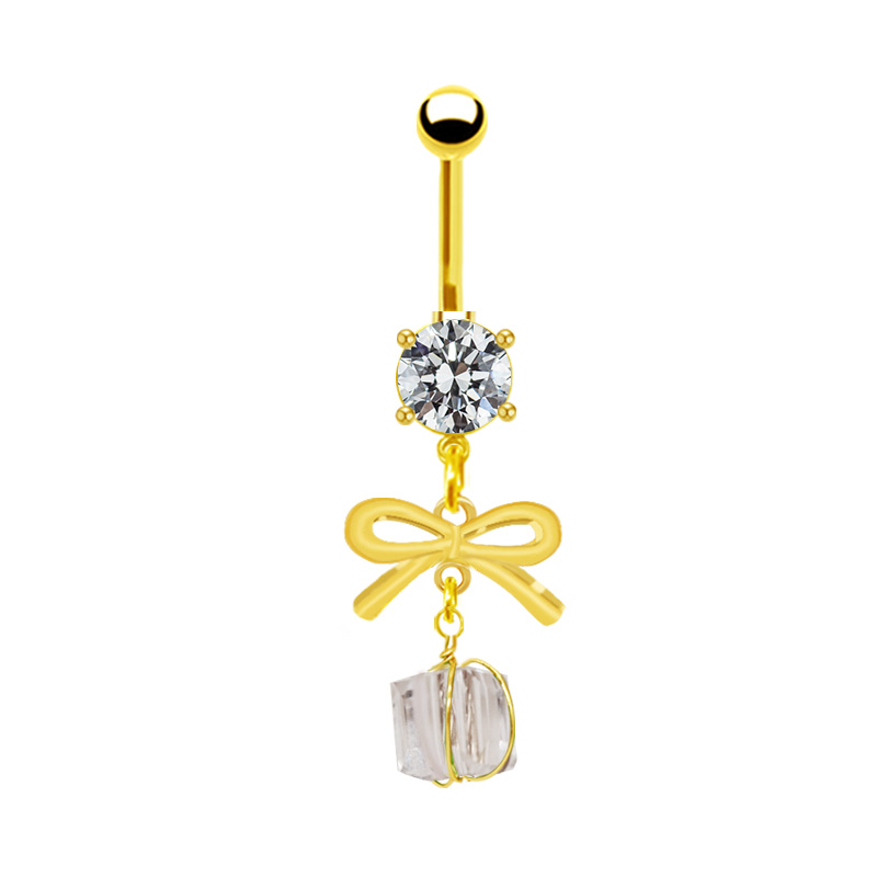 1 Piece Belly Rings Simple Style Bow Knot 316 Stainless Steel  Arylic Alloy Plating Inlay Acrylic Rhinestones Gold Plated display picture 19