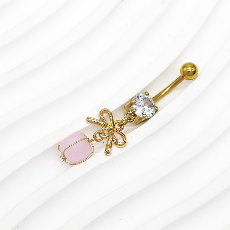 1 Piece Belly Rings Simple Style Bow Knot 316 Stainless Steel  Arylic Alloy Plating Inlay Acrylic Rhinestones Gold Plated display picture 25