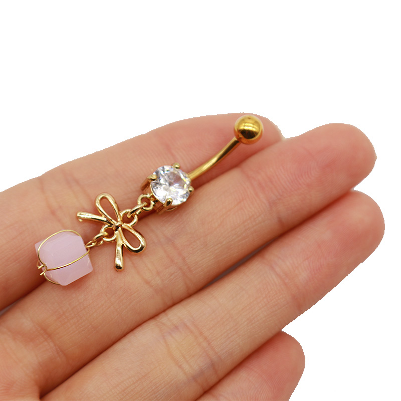 1 Piece Belly Rings Simple Style Bow Knot 316 Stainless Steel  Arylic Alloy Plating Inlay Acrylic Rhinestones Gold Plated display picture 18