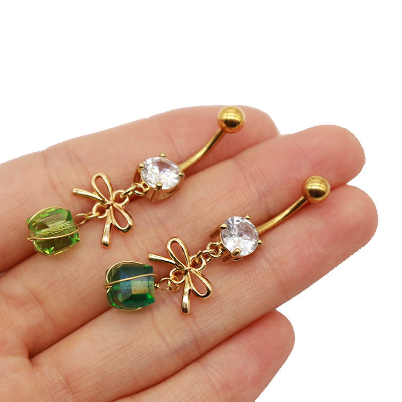 1 Piece Belly Rings Simple Style Bow Knot 316 Stainless Steel  Arylic Alloy Plating Inlay Acrylic Rhinestones Gold Plated display picture 27