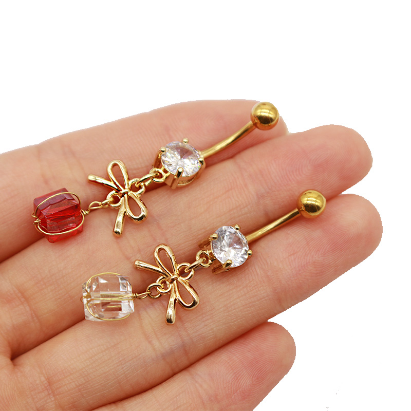 1 Piece Belly Rings Simple Style Bow Knot 316 Stainless Steel  Arylic Alloy Plating Inlay Acrylic Rhinestones Gold Plated display picture 31