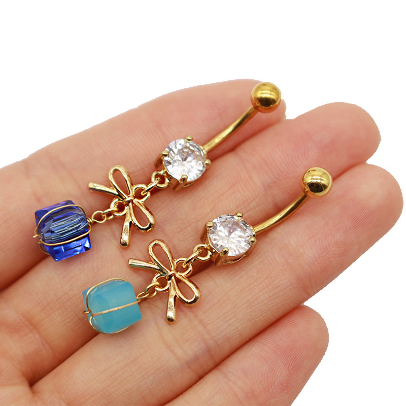 1 Piece Belly Rings Simple Style Bow Knot 316 Stainless Steel  Arylic Alloy Plating Inlay Acrylic Rhinestones Gold Plated display picture 30