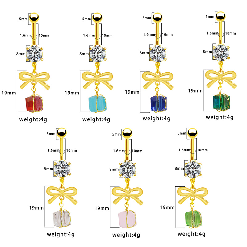 1 Piece Belly Rings Simple Style Bow Knot 316 Stainless Steel  Arylic Alloy Plating Inlay Acrylic Rhinestones Gold Plated display picture 32
