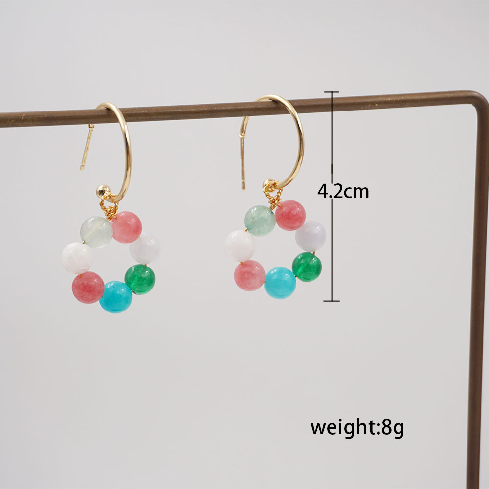 1 Pair Basic Classic Style Geometric Natural Stone Copper Gold Plated Drop Earrings display picture 4