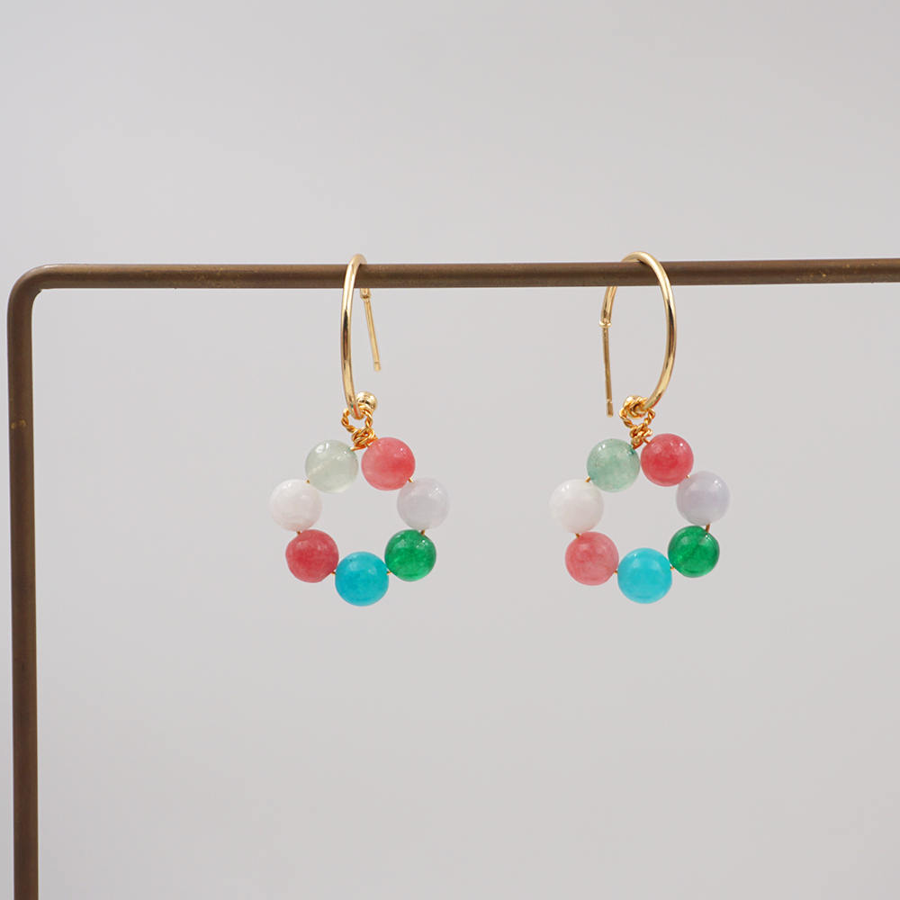 1 Pair Basic Classic Style Geometric Natural Stone Copper Gold Plated Drop Earrings display picture 2