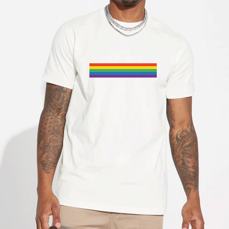Men's Rainbow Simple Style Round Neck Short Sleeve Regular Fit Men's T-shirt display picture 1