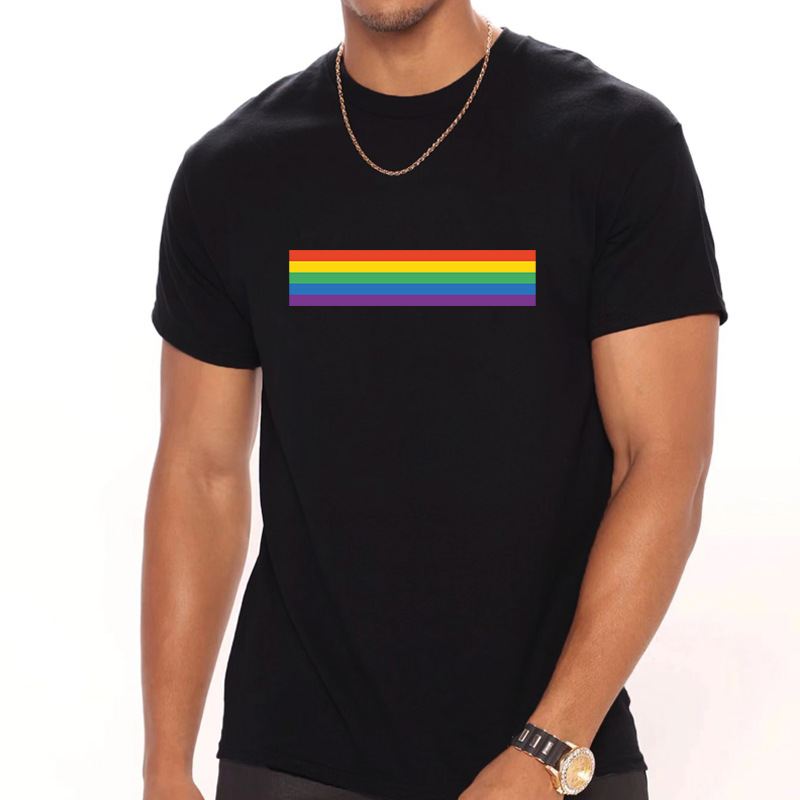 Men's Rainbow Simple Style Round Neck Short Sleeve Regular Fit Men's T-shirt display picture 3