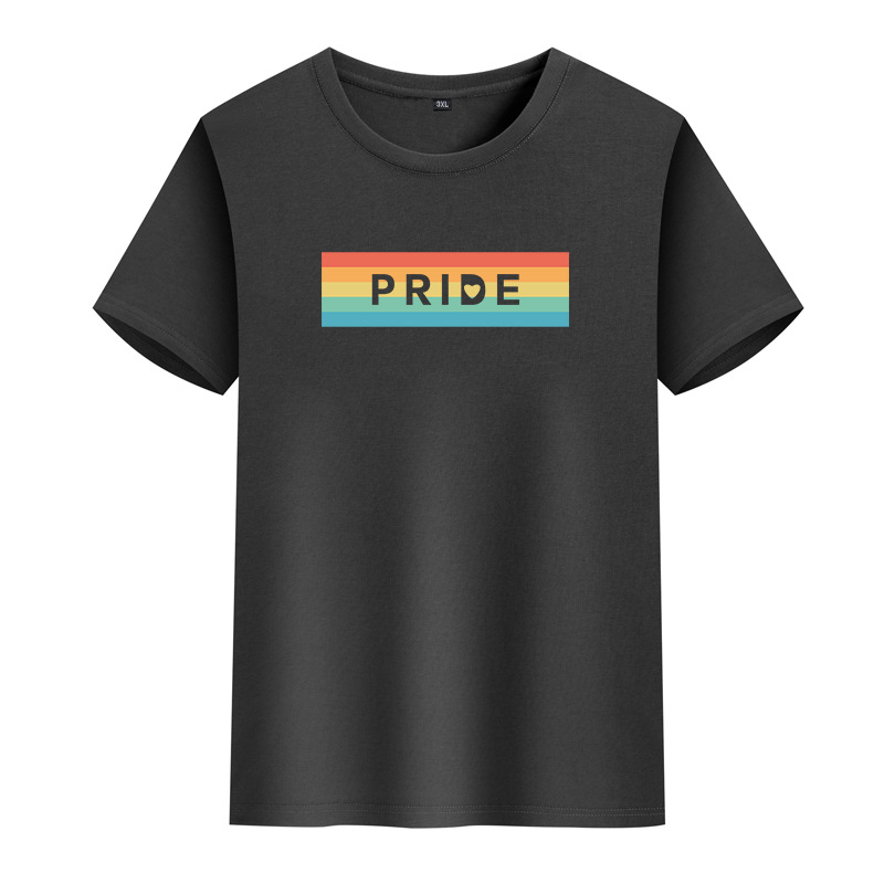 Men's Letter Rainbow Simple Style Round Neck Short Sleeve Regular Fit Men's T-shirt display picture 1