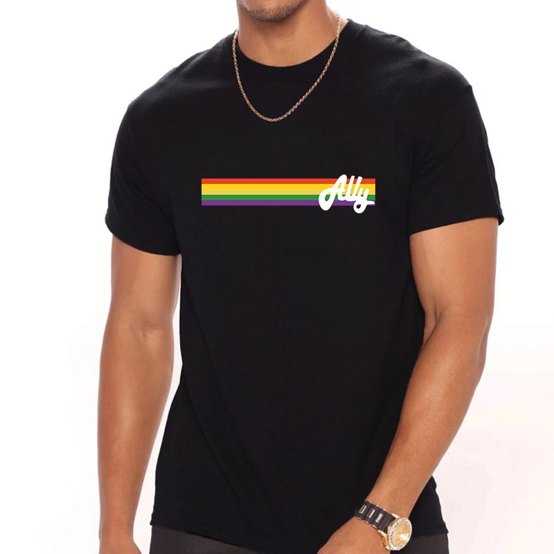 Men's Letter Rainbow Simple Style Round Neck Short Sleeve Regular Fit Men's T-shirt display picture 3