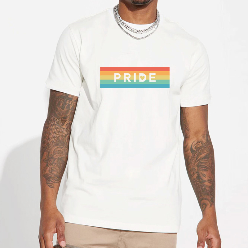 Men's Letter Rainbow Simple Style Round Neck Short Sleeve Regular Fit Men's T-shirt display picture 2