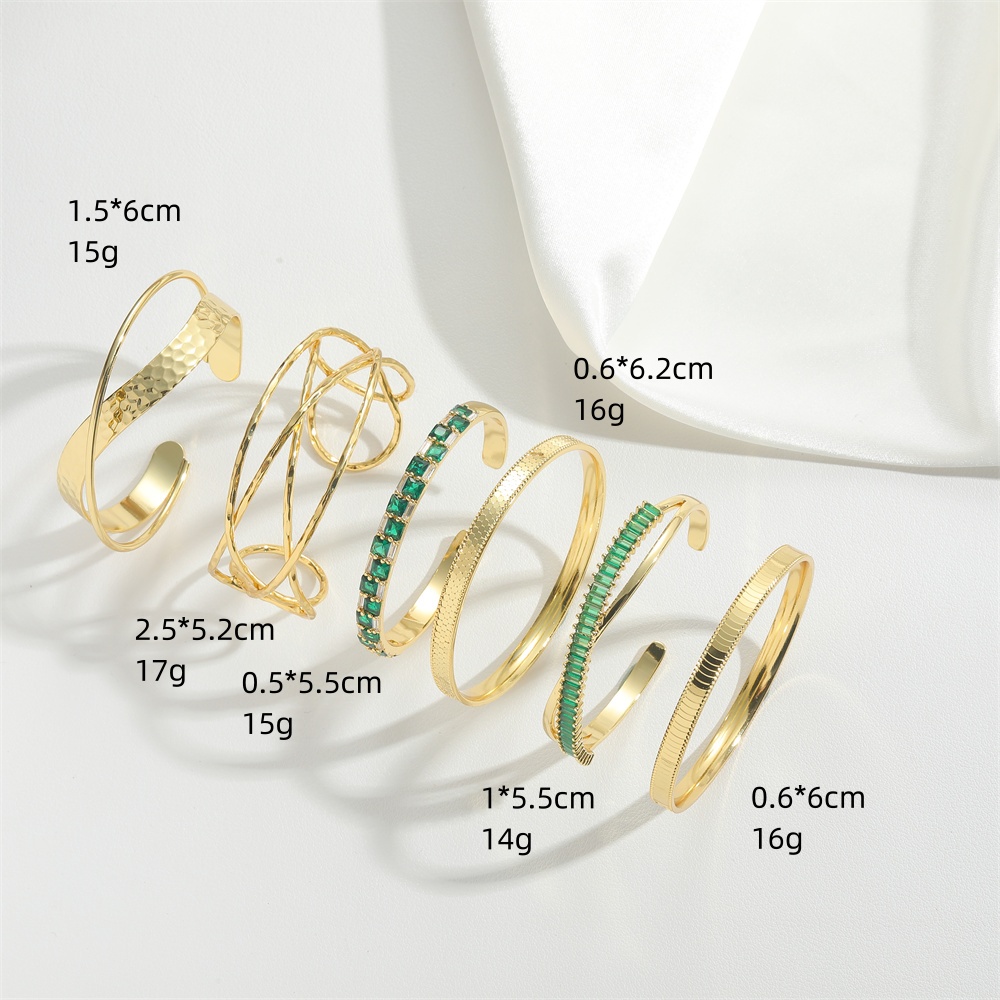 Copper 14K Gold Plated Elegant Lady Classic Style Inlay Geometric Zircon Bangle display picture 8