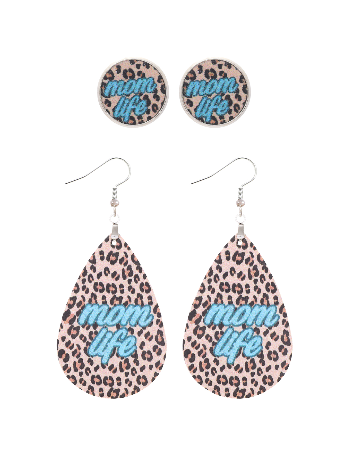 1 Set Casual Modern Style Classic Style Letter Water Droplets Leopard Pu Leather Drop Earrings Ear Studs display picture 3