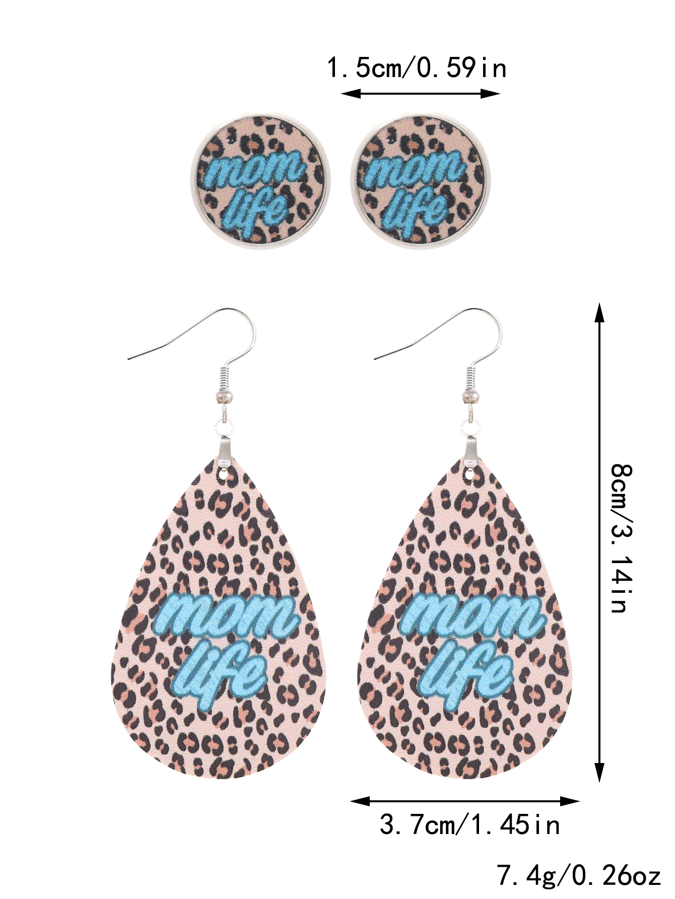 1 Set Casual Modern Style Classic Style Letter Water Droplets Leopard Pu Leather Drop Earrings Ear Studs display picture 5